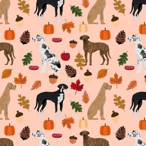 Great Dane fall autumn leaves fabric dog breeds pets peach