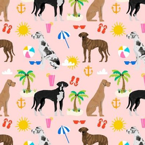 Great Dane beach summer fabric dog breeds pets pink 