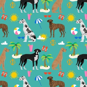 Great Dane beach summer fabric dog breeds pets turquoise