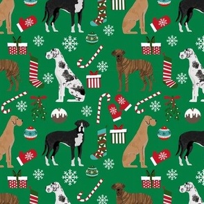 Great Dane mixed coats christmas fabric dog breeds pets green