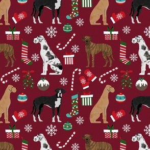 Great Dane mixed coats christmas fabric dog breeds pets ruby