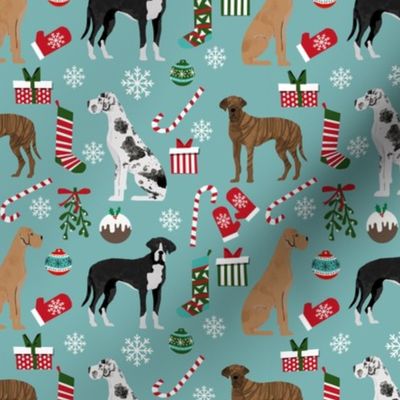 Great Dane mixed coats christmas fabric dog breeds pets med blue