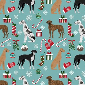 Great Dane mixed coats christmas fabric dog breeds pets med blue