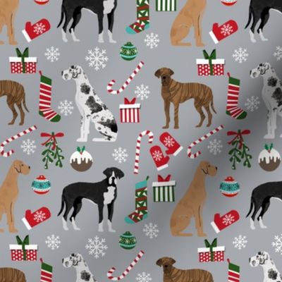 Great Dane mixed coats christmas fabric dog breeds pets grey