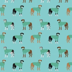 Great Dane scrubs custom fabric dog breeds pets turquoise