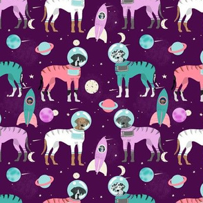 Great Dane outer space astronauts fabric dog breeds pets purple