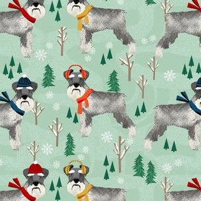 schnauzer winter snow day fabric - dogs in winter fabric