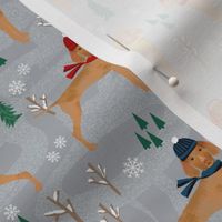 vizsla winter fabric  - dog winter snow day design dogs fabric