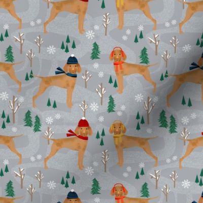 vizsla winter fabric  - dog winter snow day design dogs fabric