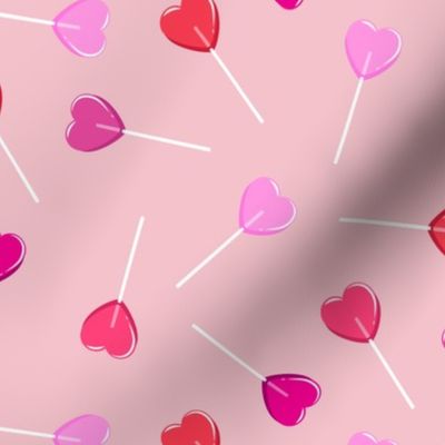 heart shaped suckers - lollipops multi on pink