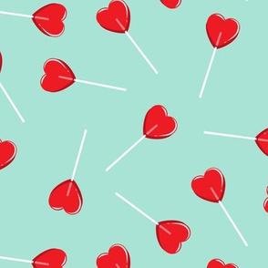 heart shaped suckers - lollipops red 