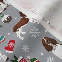 liver english springer spaniel dog fabric christmas dog design