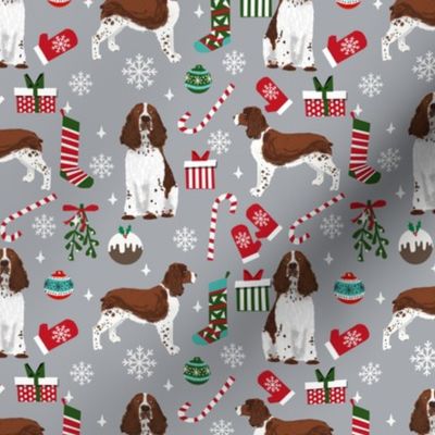 liver english springer spaniel dog fabric christmas dog design