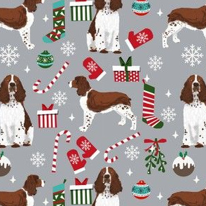 liver english springer spaniel dog fabric christmas dog design