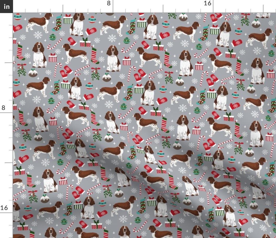 liver english springer spaniel dog fabric christmas dog design