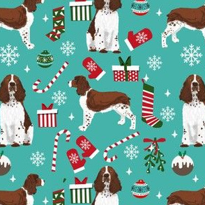 liver english springer spaniel dog fabric christmas dog design