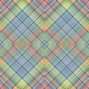 STRAWBERRY DIAGONAL PLAID AQUA spring summer FLWRHT