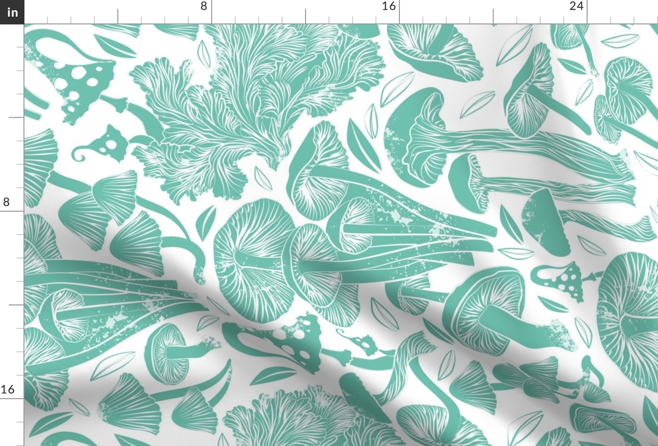 Normal scale // Delicious Autumn botanical poison // white background mint green mushrooms