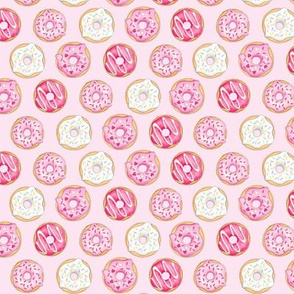 Iced Donuts Pink - on light pink, 1 inch donuts