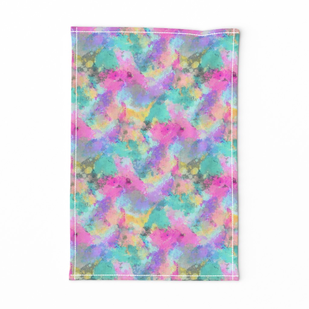 Watercolour Abstract Paint & Splatters Pink Mint Green Yellow