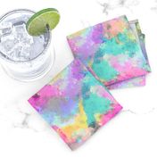 Watercolour Abstract Paint & Splatters Pink Mint Green Yellow