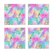 Watercolour Abstract Paint & Splatters Pink Mint Green Yellow