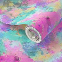 Watercolour Abstract Paint & Splatters Pink Mint Green Yellow