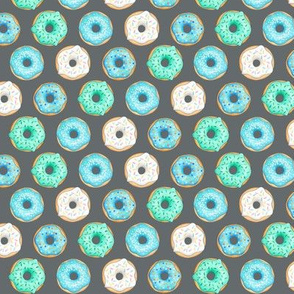 Iced Donuts - Blue on dark grey - 1 inch donuts