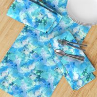 Watercolour Abstract Paint & Splatters Blue Mint Green