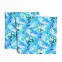 Watercolour Abstract Paint & Splatters Blue Mint Green