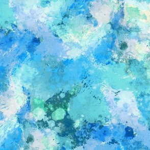 Watercolour Abstract Paint & Splatters Blue Mint Green