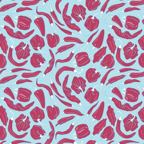 Pink chili pepper // sky blue background