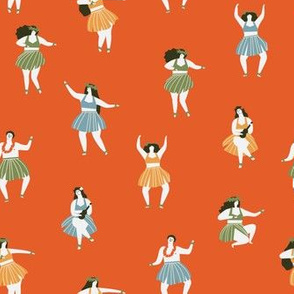 Hula dancers pattern red