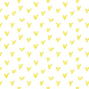 Watercolor Hearts - Lemon Yellow