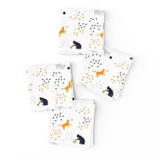 Cute playful cat silhouettes white mightnight blue orange