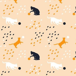 Playful Cats in peach cat silhouettes