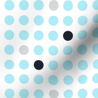 Modern polka dots light blue on white