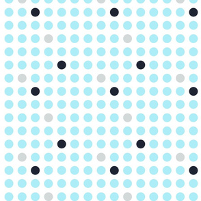 Modern polka dots light blue on white