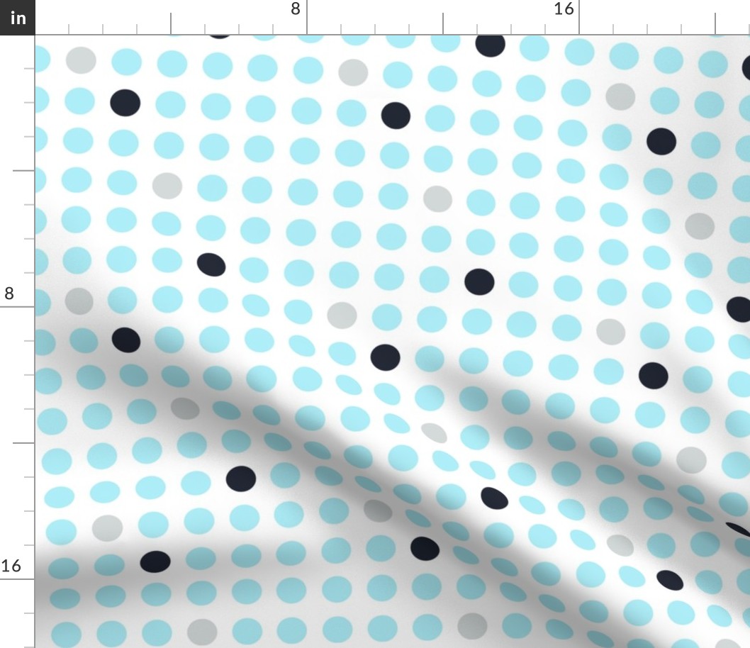 Modern polka dots light blue on white