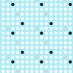 Modern  white polka dots on light blue