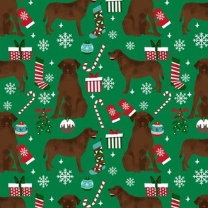 Chocolate Labrador Retriever christmas fabric chocolate lab dog breed green