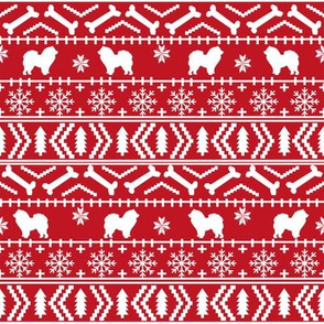 Chow Chow fair isle christmas dog breed fabric ugly sweater red