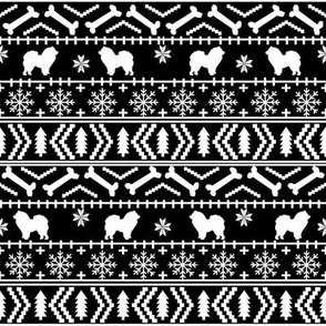 Chow Chow fair isle christmas dog breed fabric ugly sweater black and white