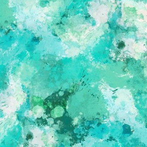 Watercolour Abstract Paint & Splatters Green Mint