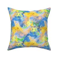 Watercolour Abstract Paint & Splatters Blue Yellow