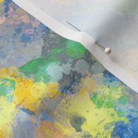 Watercolour Abstract Paint & Splatters Blue Yellow