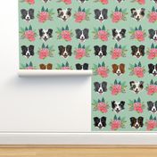 border collie florals fabric dogs floral design