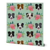 border collie florals fabric dogs floral design