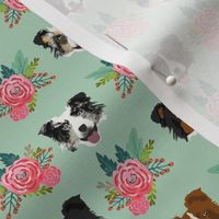 border collie florals fabric dogs floral design