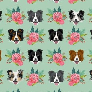border collie florals fabric dogs floral design